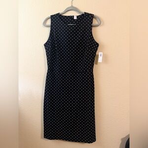 NWT Old Navy Black w/ tan Polka Dot Midi Dress, Medium Tall